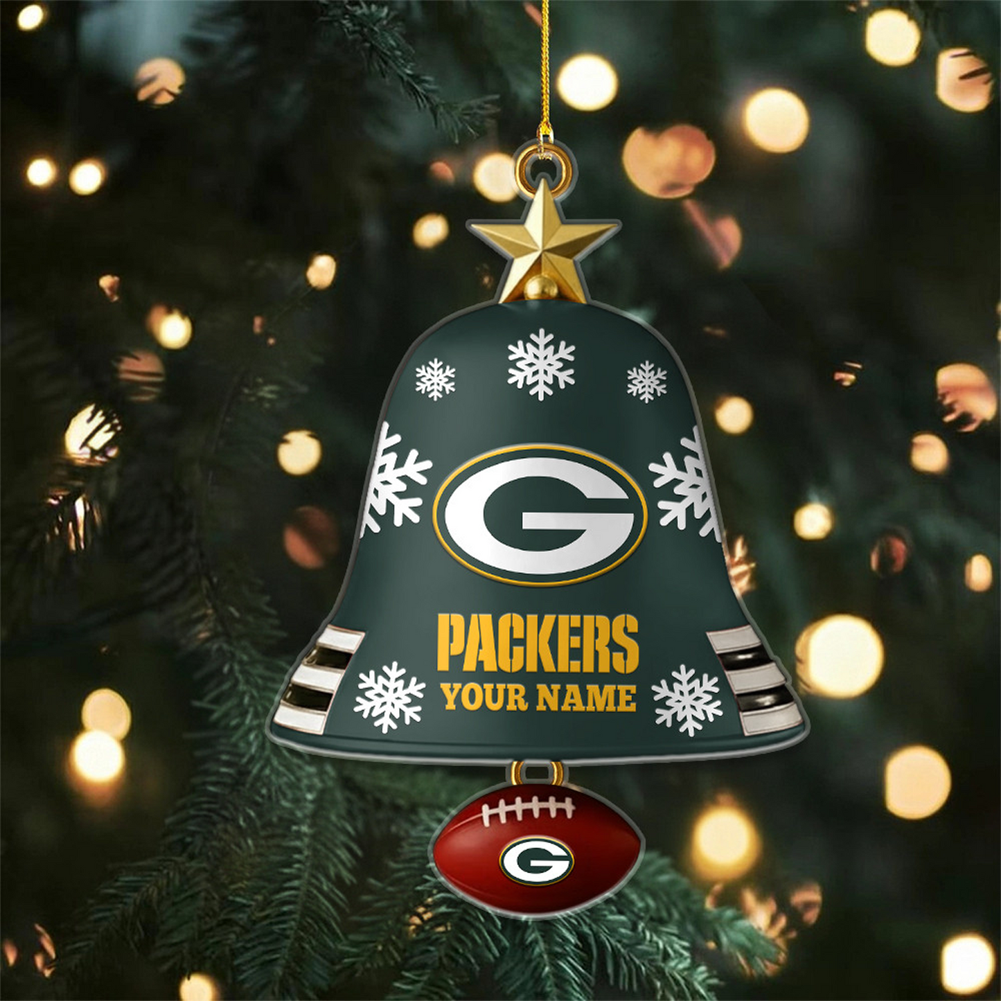 GB x NFL Christmas Bell Ornament Custom Any Name DatND DVT