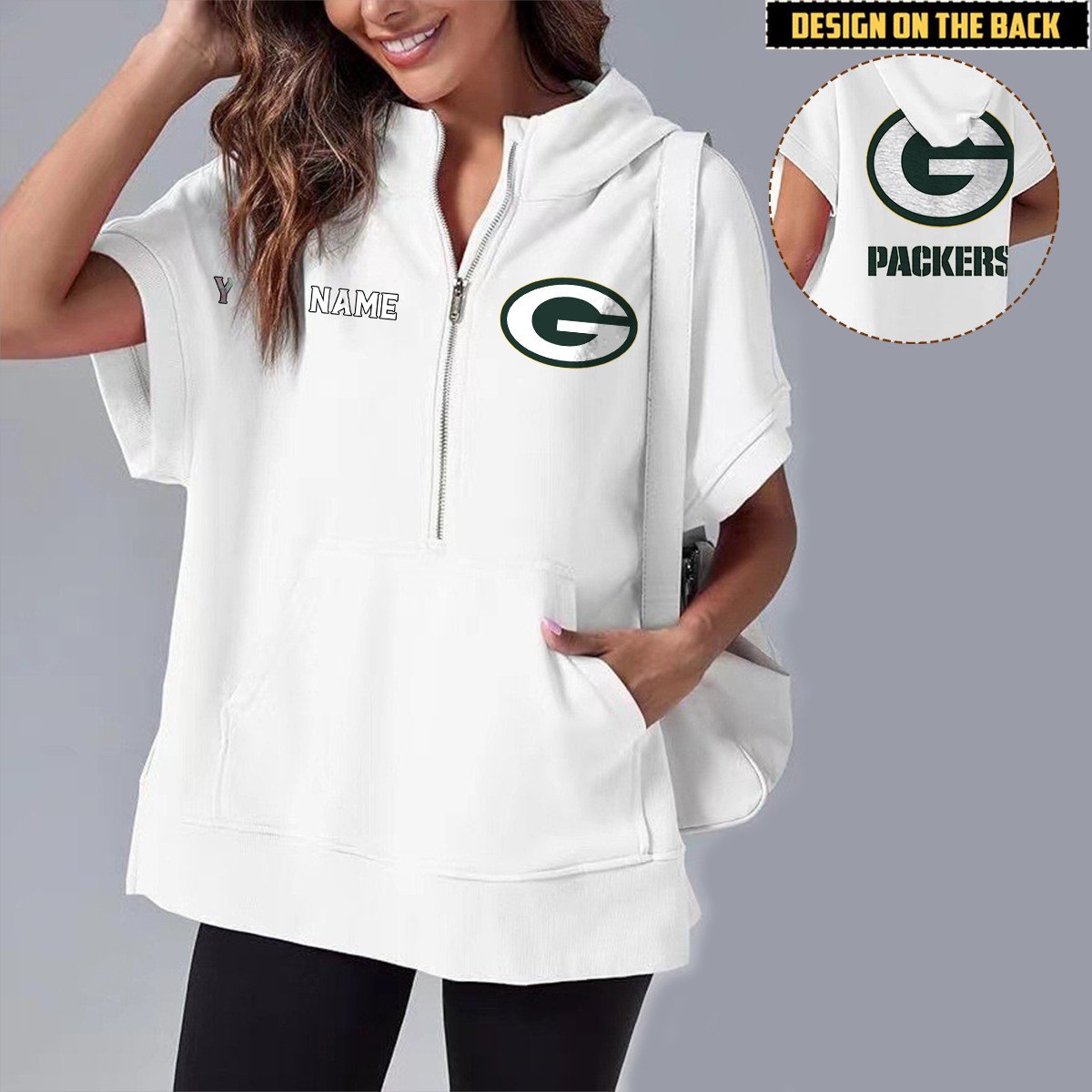 GB x NFL Short Sleeve Zip Hoodie DATND TANTD