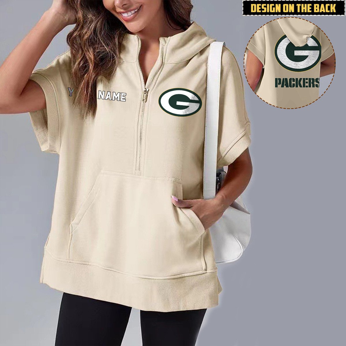 GB x NFL Short Sleeve Zip Hoodie DATND TANTD