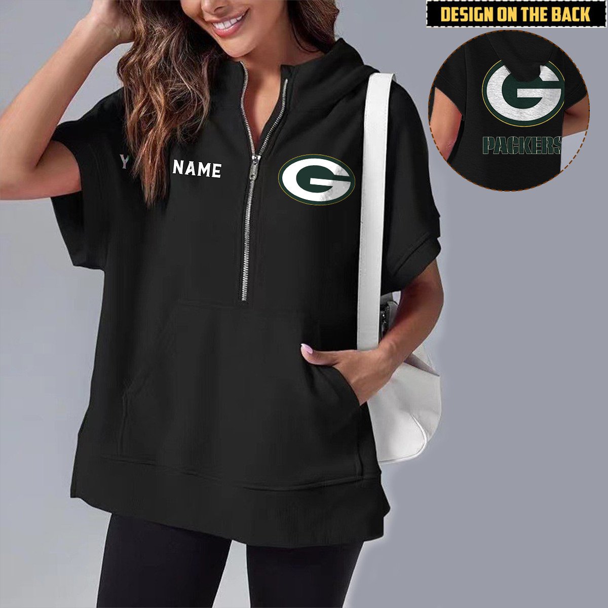 GB x NFL Short Sleeve Zip Hoodie DATND TANTD