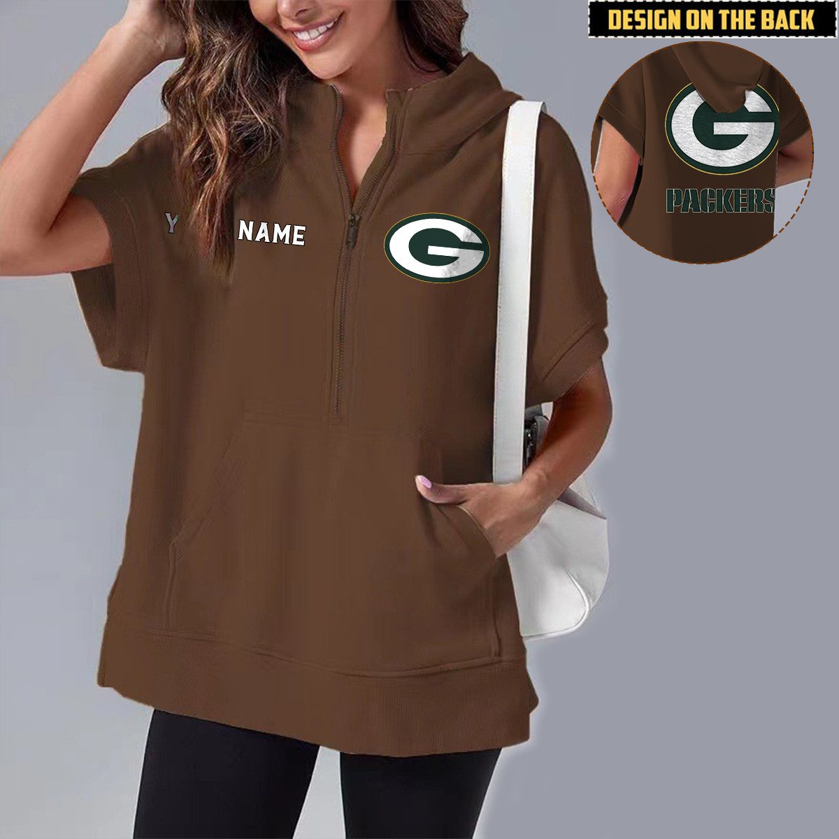 GB x NFL Short Sleeve Zip Hoodie DATND TANTD