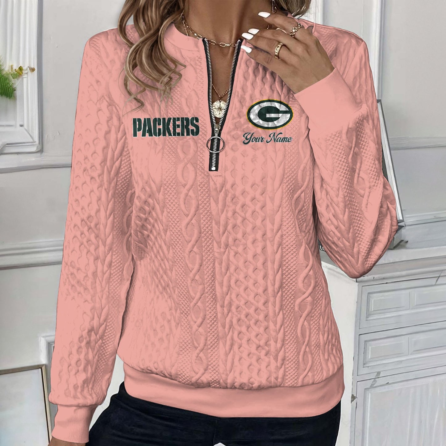 GB x NFL Women's Quilted Zip-UP Sweatshirt DatND DVT