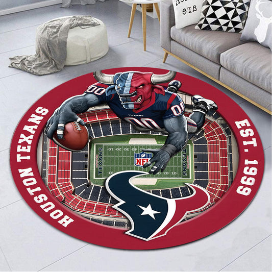 HOU x NFL Luxury 3D Round Rug DatND DVT