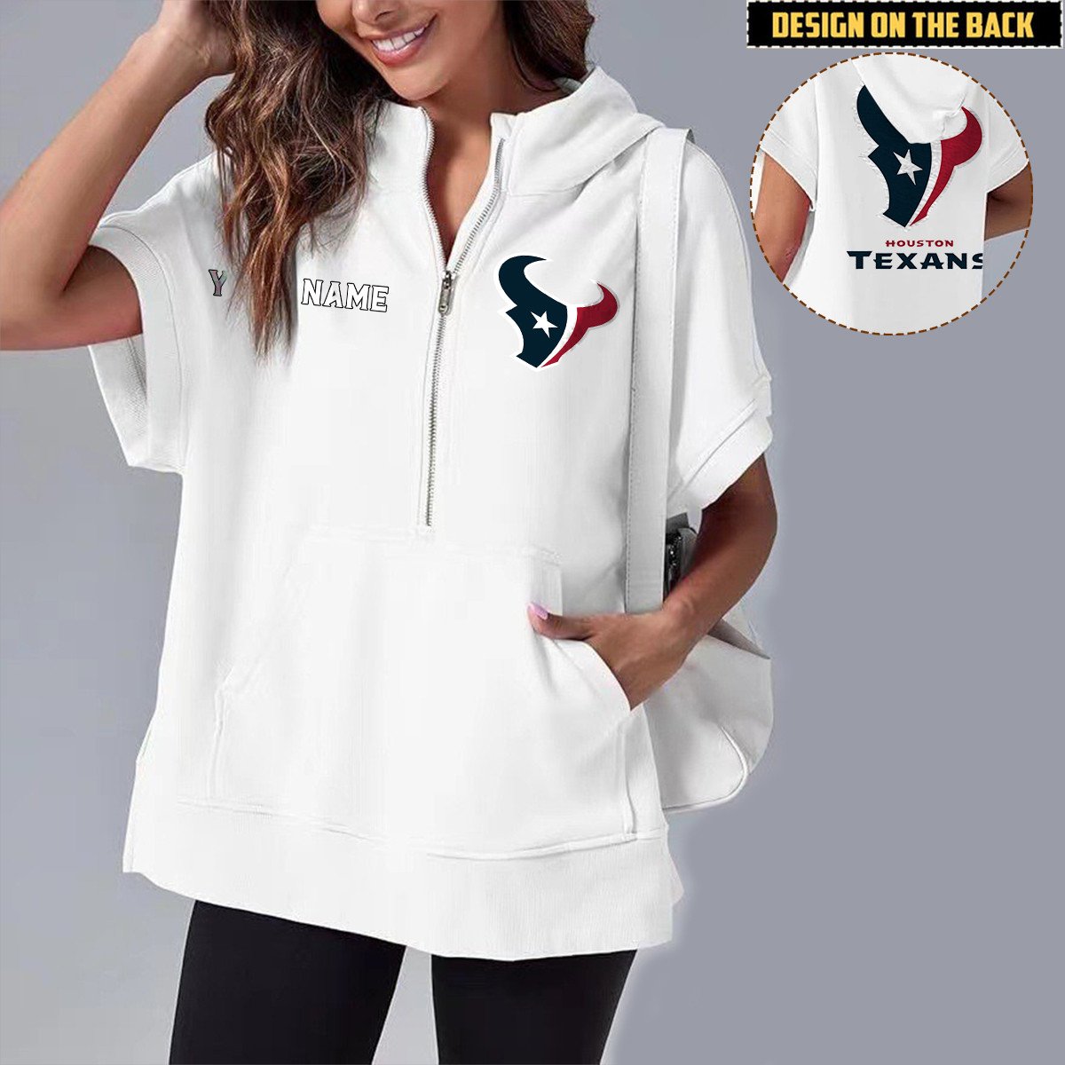 HOU x NFL Short Sleeve Zip Hoodie DATND TANTD