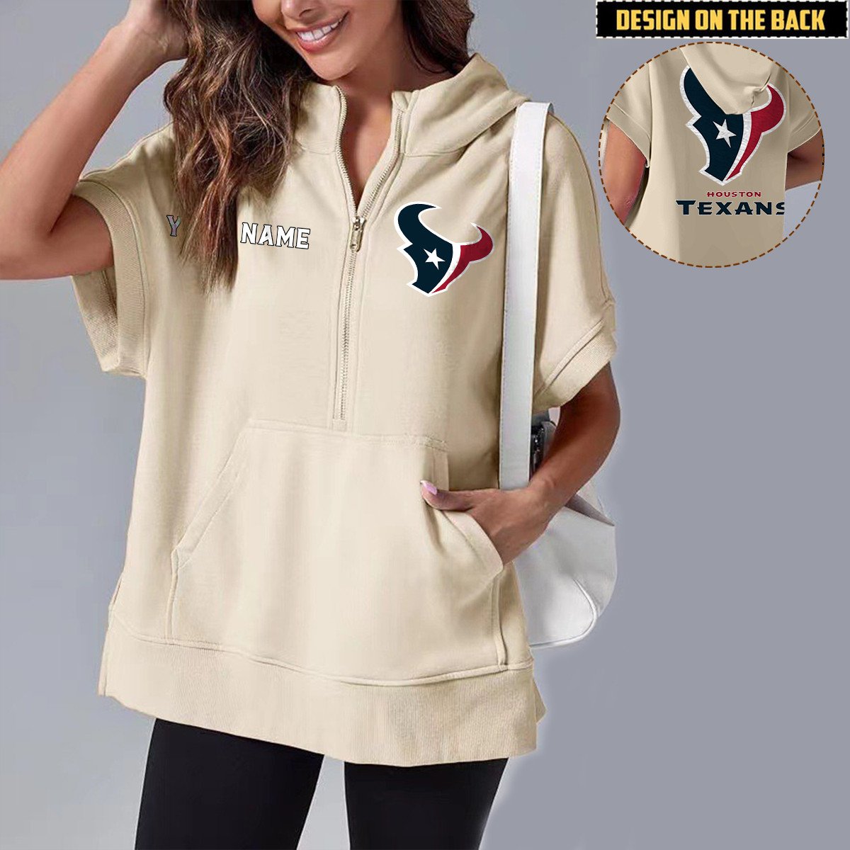 HOU x NFL Short Sleeve Zip Hoodie DATND TANTD