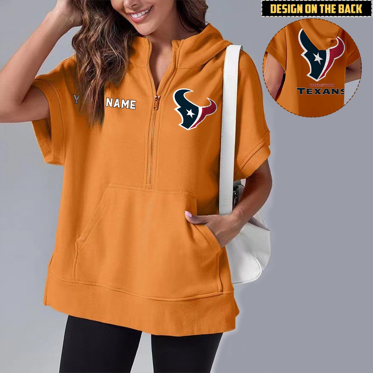 HOU x NFL Short Sleeve Zip Hoodie DATND TANTD