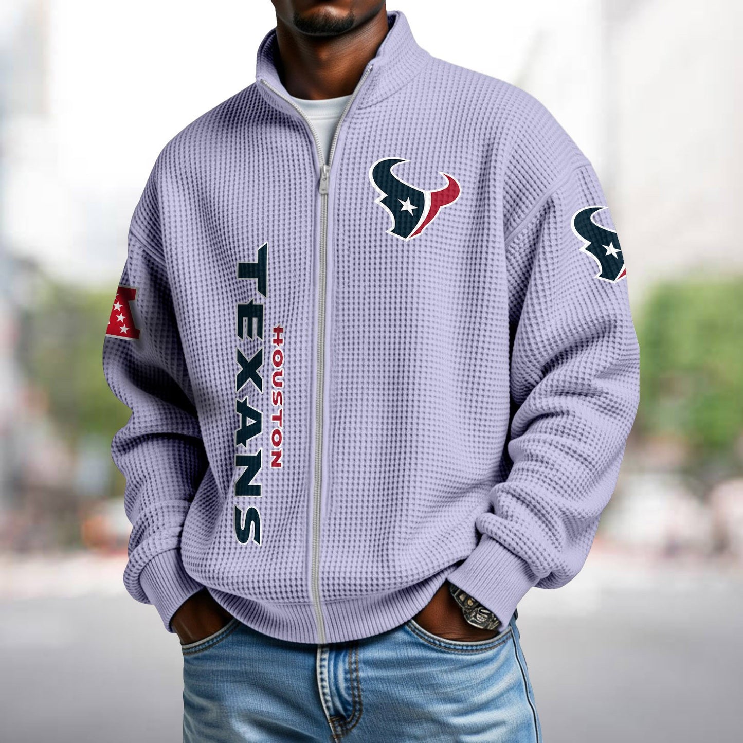 HOU x NFL Waffle Zip-Up Sweatshirt DATND TANTD