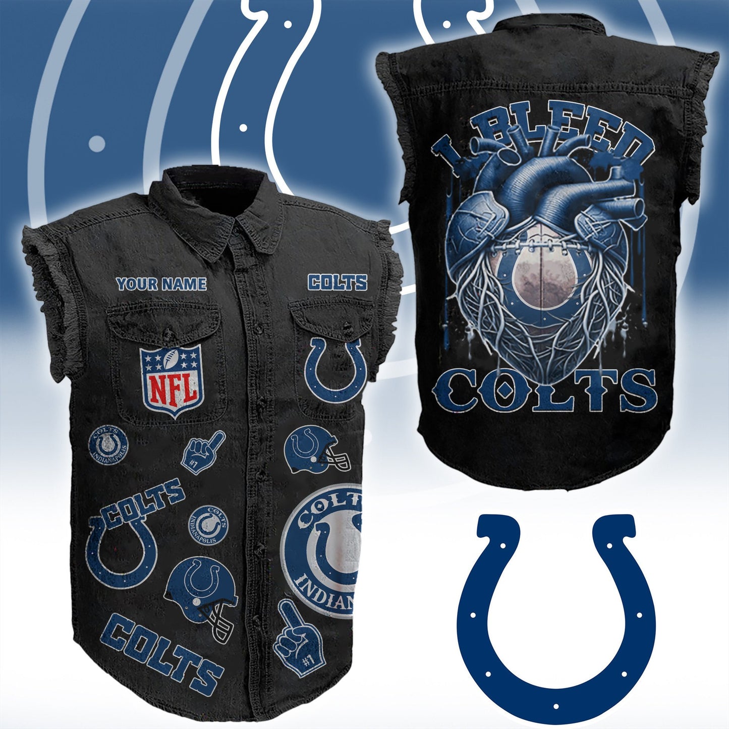 IC NFL Personalize Sleeveless Denim Jacket For Fan DDT CTND