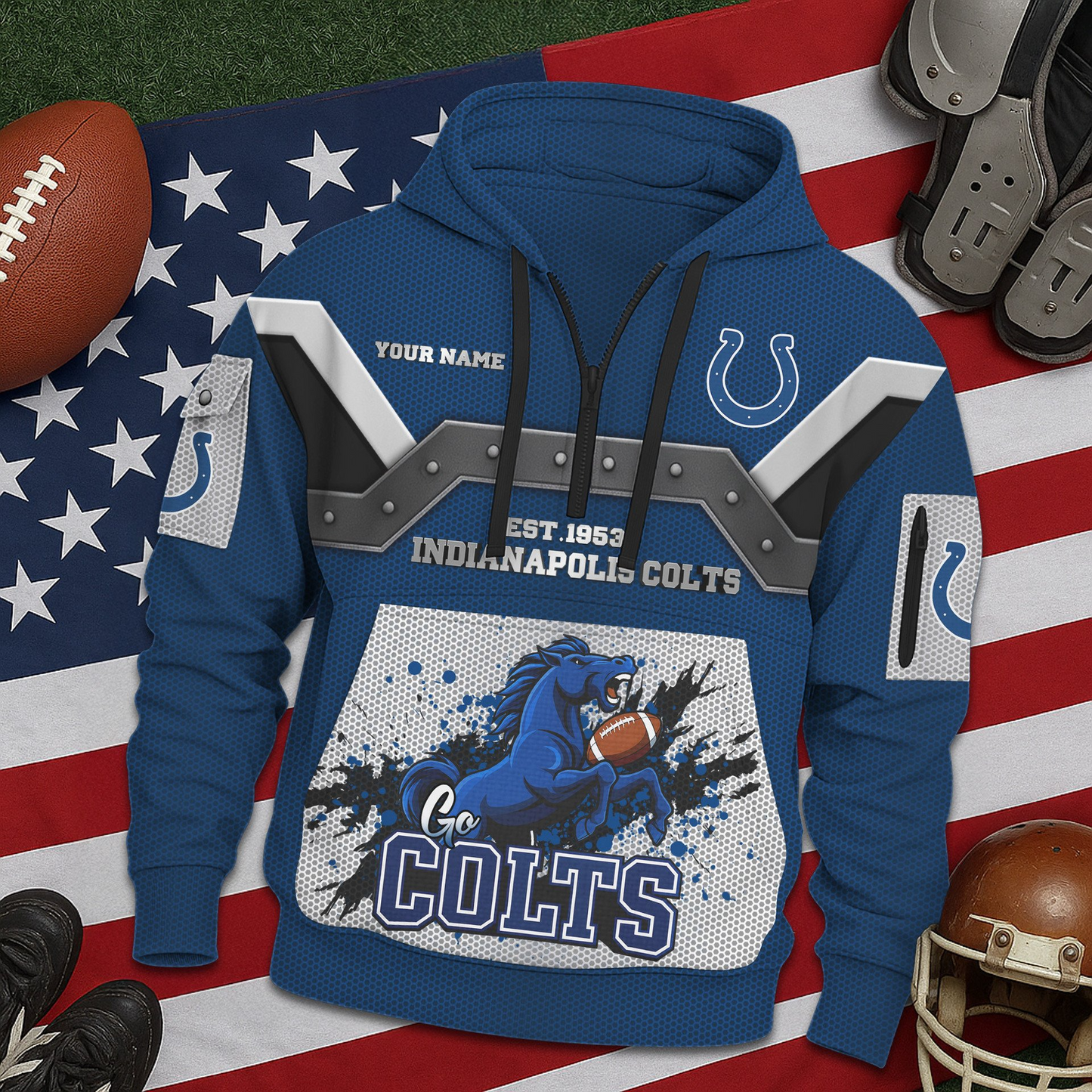 IC Premium NFL 3D Half Zip Hoodie DDT NTL