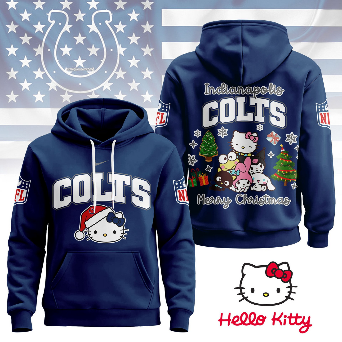 IC Premium NFL Hello Kitty Christmas 3D Hoodie DDT CTND