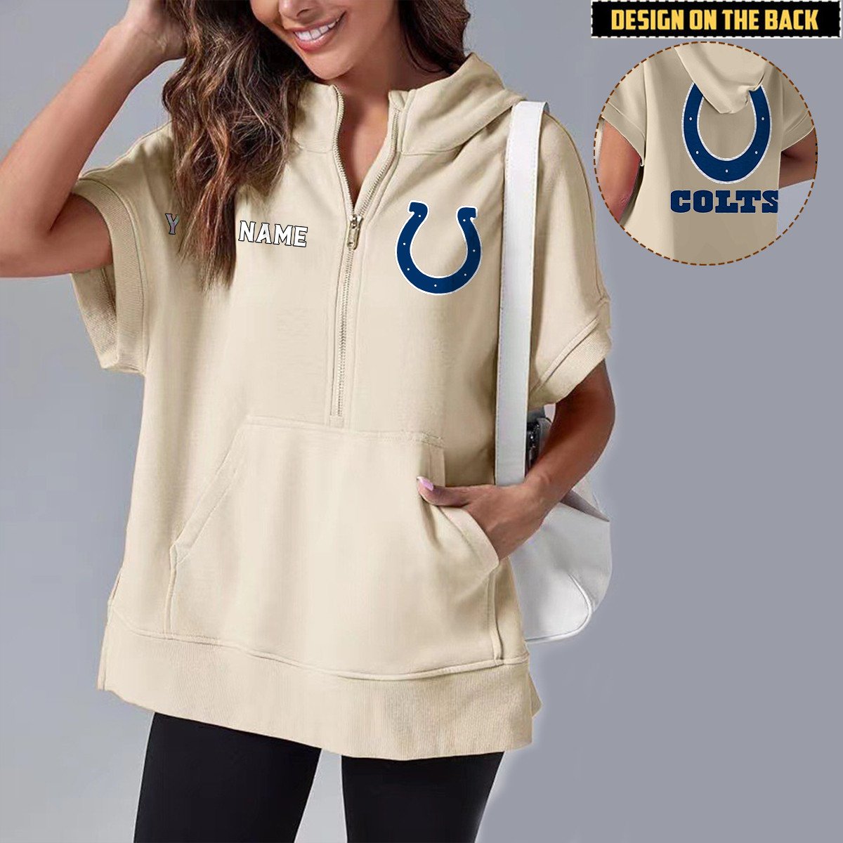 IND x NFL Short Sleeve Zip Hoodie DATND TANTD
