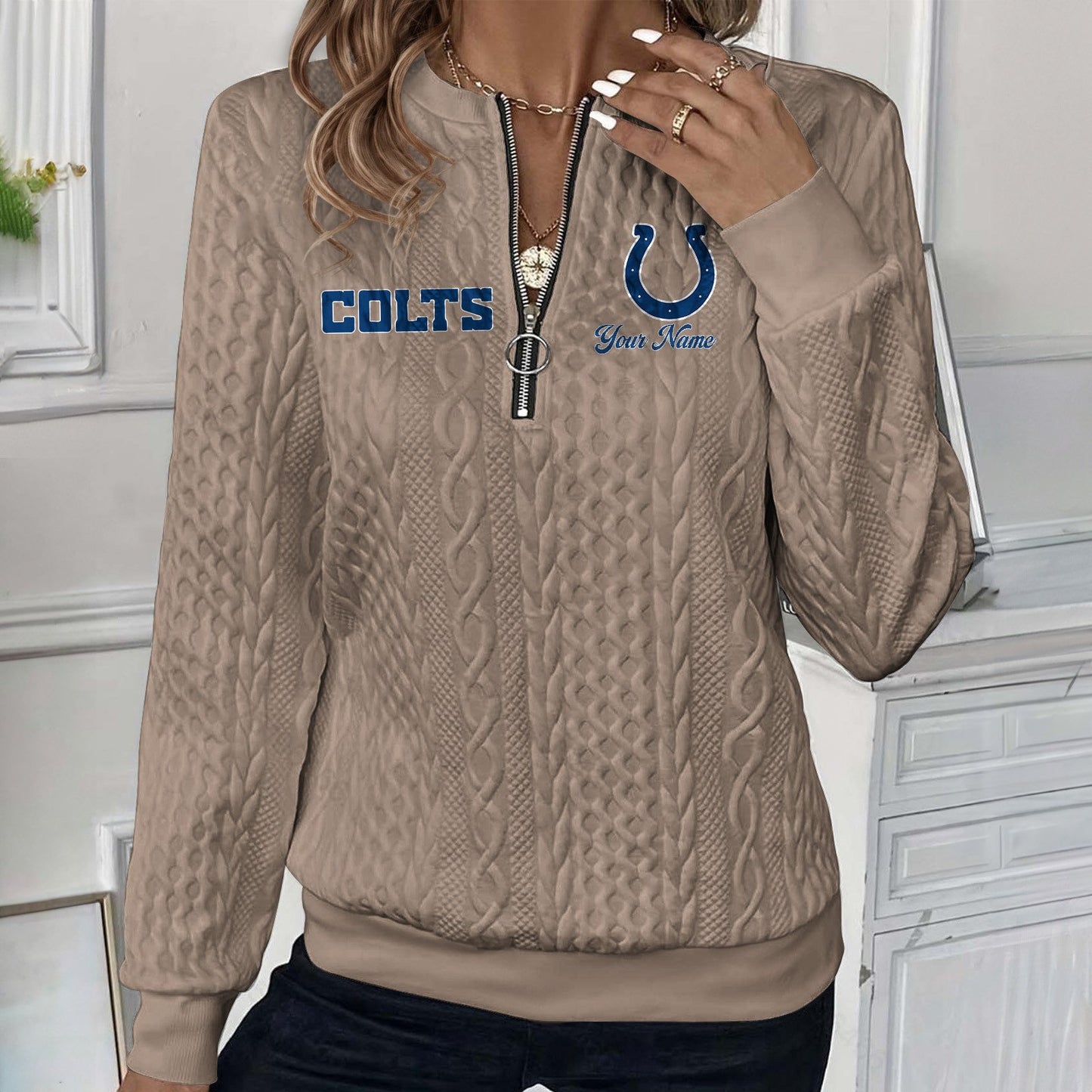 IND x NFL Women's Quilted Zip-UP Sweatshirt DatND DVT