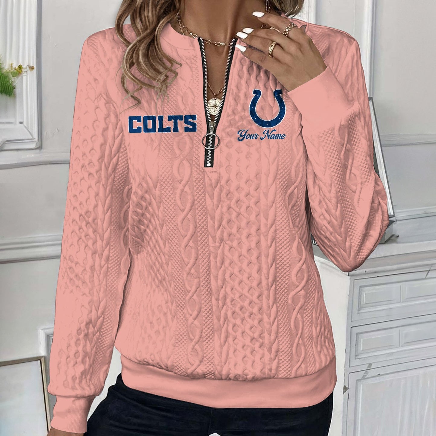 IND x NFL Women's Quilted Zip-UP Sweatshirt DatND DVT