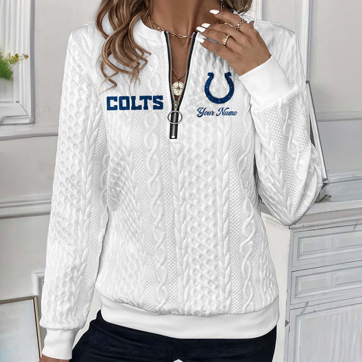 IND x NFL Women's Quilted Zip-UP Sweatshirt DatND DVT