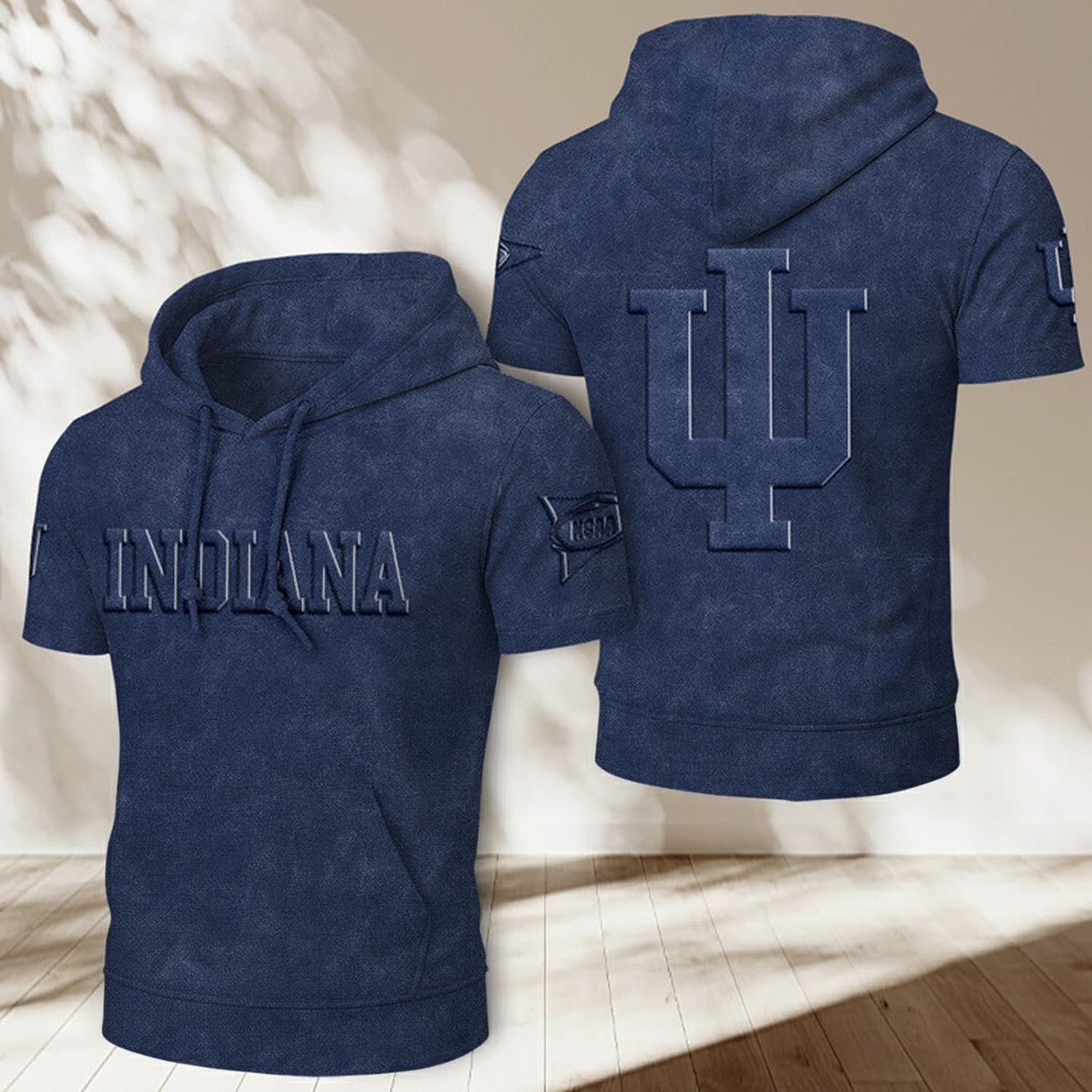 IU x NCAA Half Sleeve Hoodie T-Shirt DatND ThuongNH