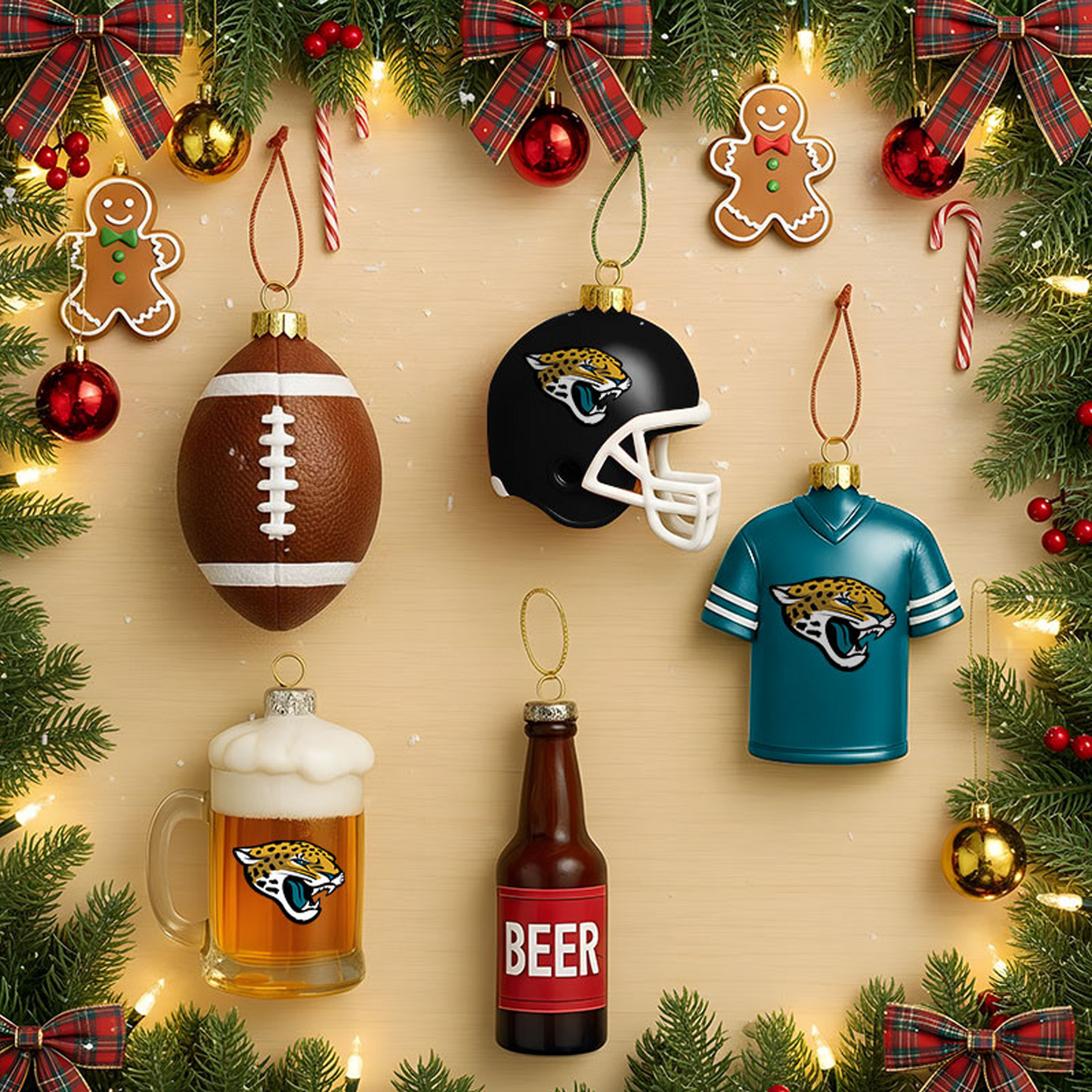 JAC x NFL Football Combo Set 5 Acrylic Ornament For Home Decor DatND DVT