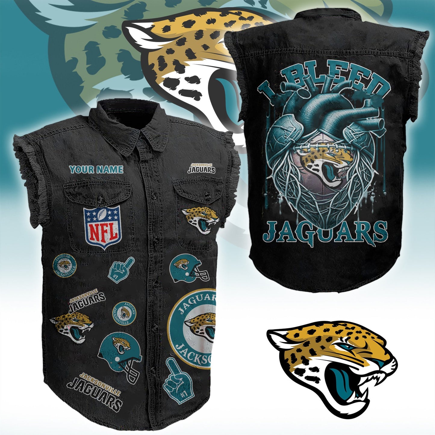 JJ NFL Personalize Sleeveless Denim Jacket For Fan DDT CTND