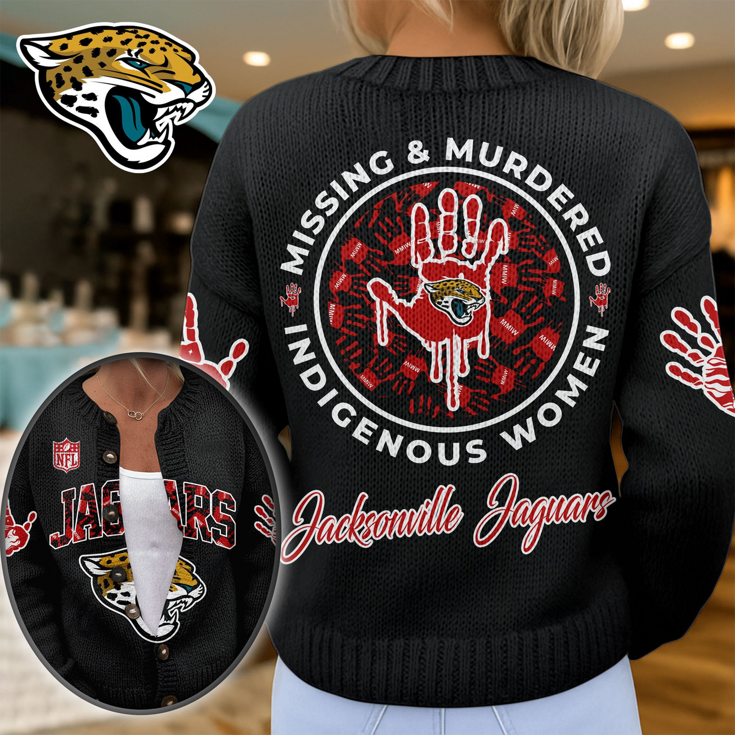 JJ Premium NFL Cozy Knit Cardigan DDT NTL