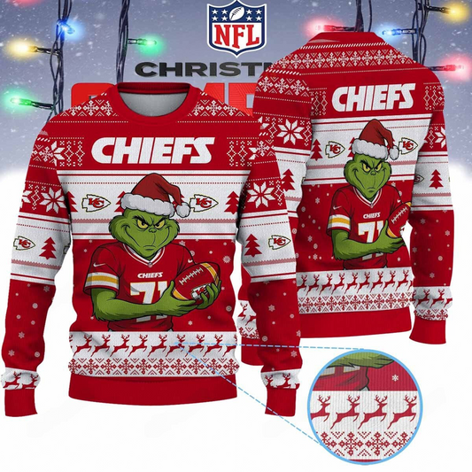 KC X NFL Grinch Jersey Premium Ugly Sweater Xmas DATND THUONGNH