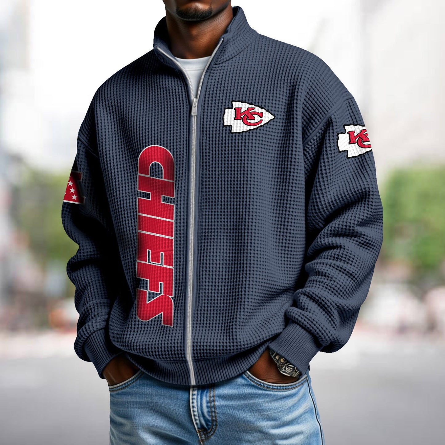 KC x NFL Waffle Zip-Up Sweatshirt DATND TANTD