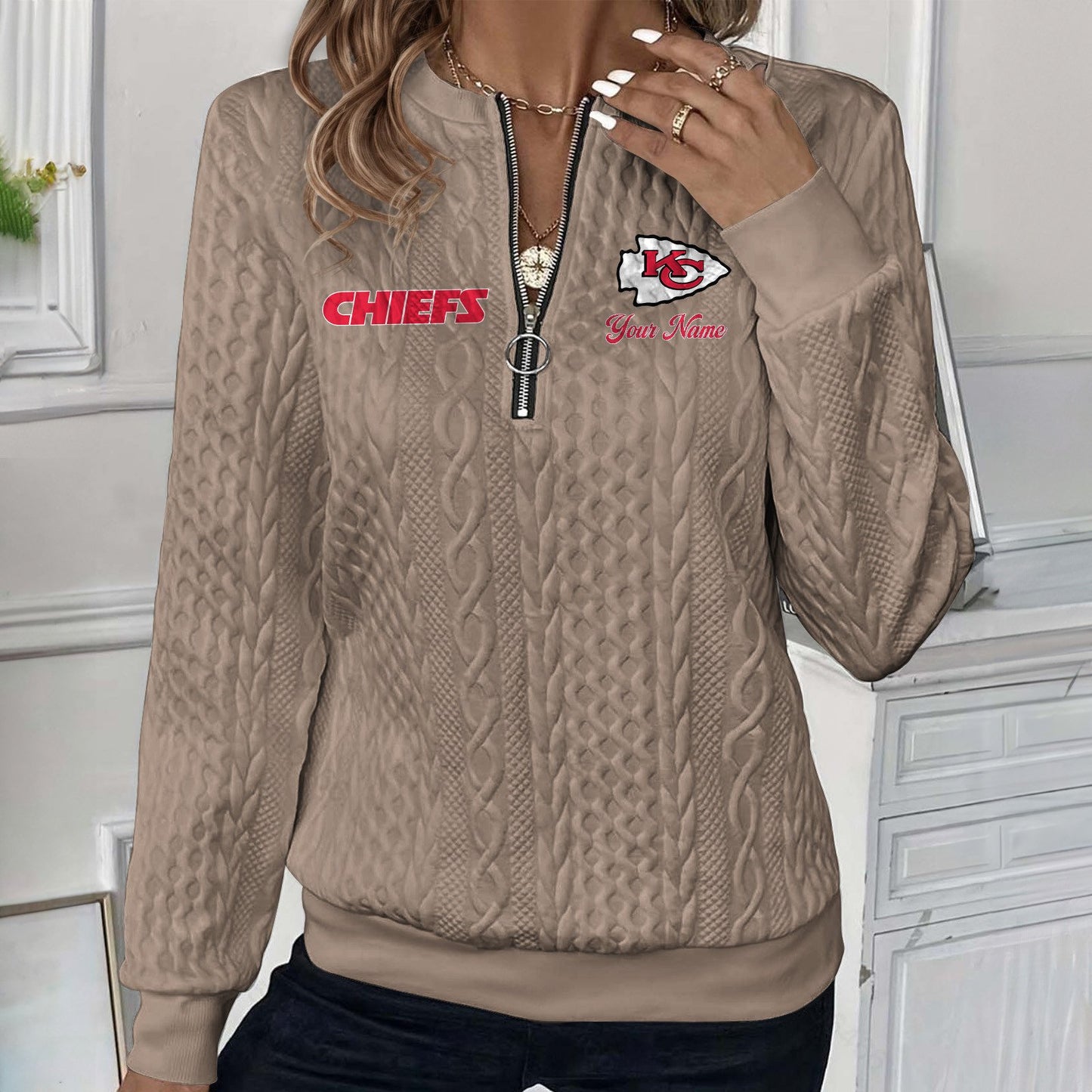 KC x NFL Women's Quilted Zip-UP Sweatshirt DatND DVT