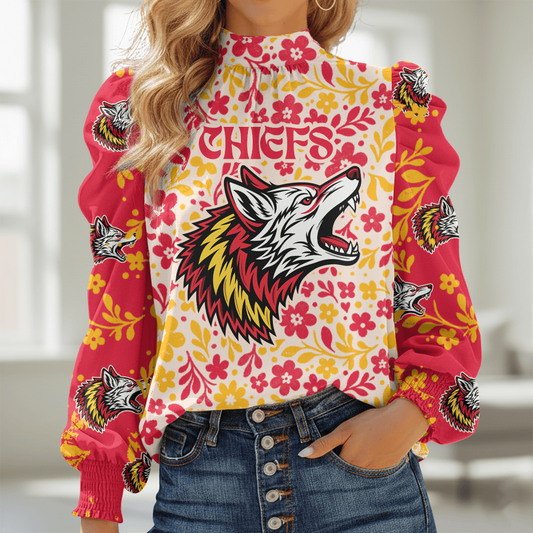 KCC NFL Women Puff Sleeve Blouse DDT NTL