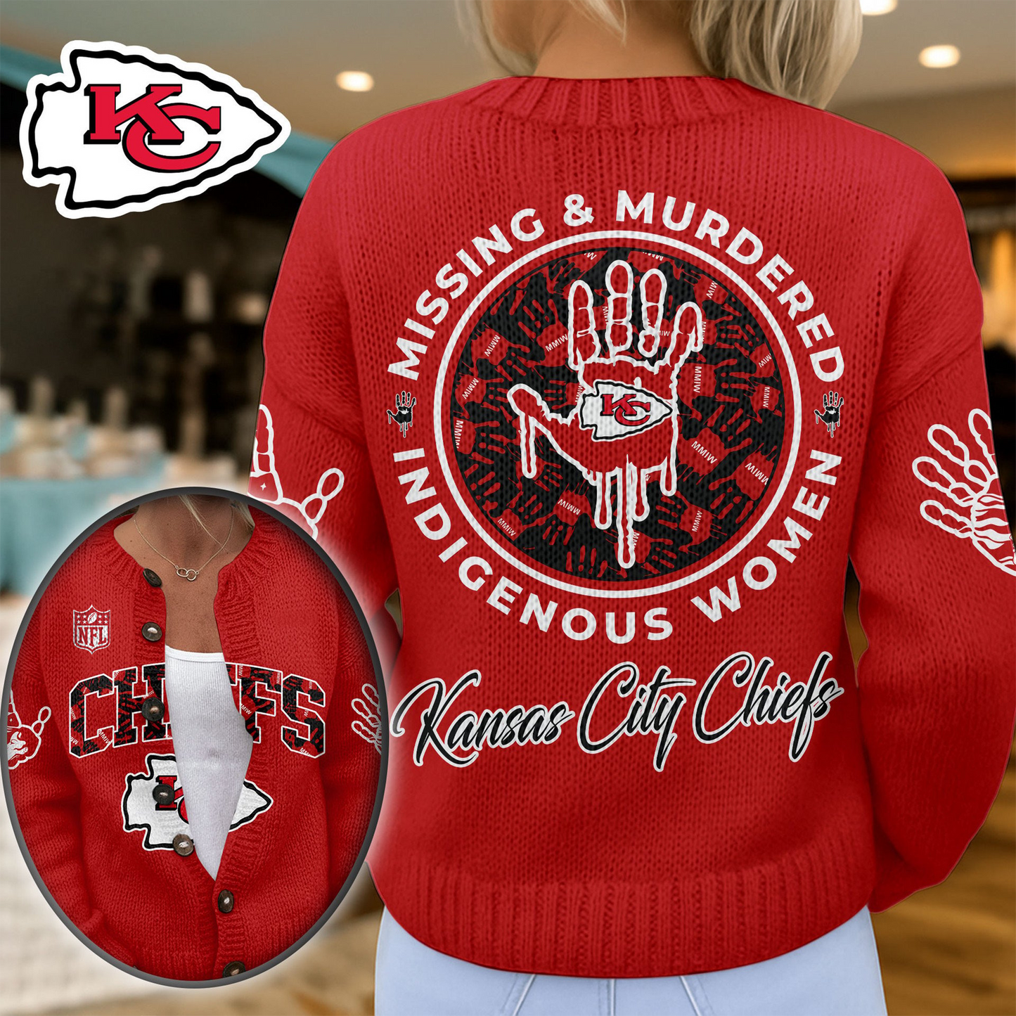 KCC Premium NFL Cozy Knit Cardigan DDT NTL