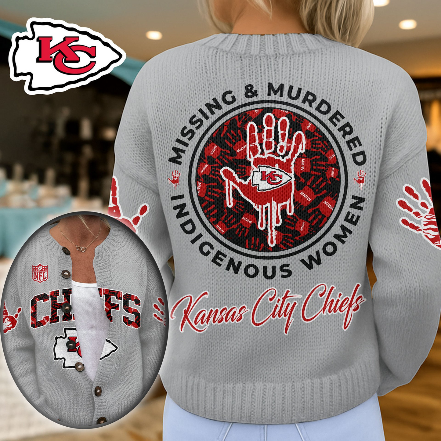 KCC Premium NFL Cozy Knit Cardigan DDT NTL