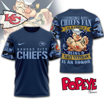 KCC Premium NFL Navy Veteran Popeye 3D Shirt DDT CTND
