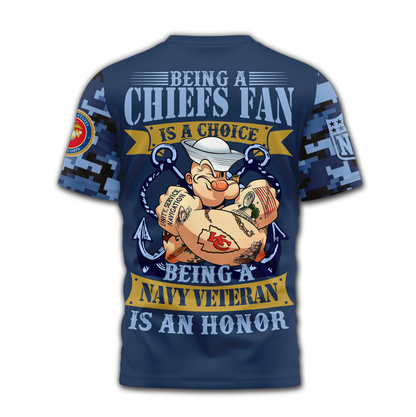 KCC Premium NFL Navy Veteran Popeye 3D Shirt DDT CTND
