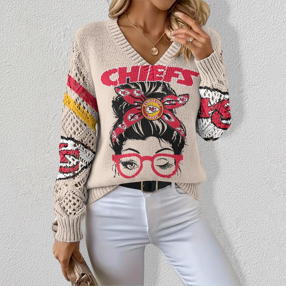 KCC x NFL Crochet Sleeve V-Neck Sweater V2 DDT HLPHUONG