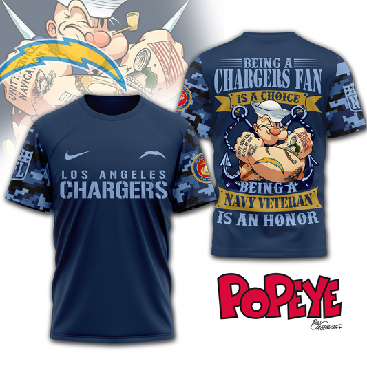 LAC Premium NFL Navy Veteran Popeye 3D Shirt DDT CTND