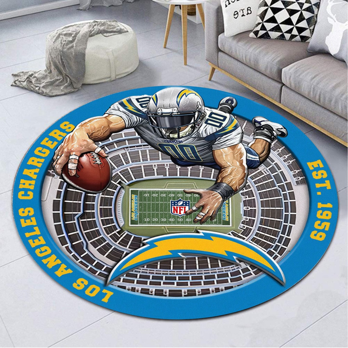 LAC x NFL Luxury 3D Round Rug DatND DVT
