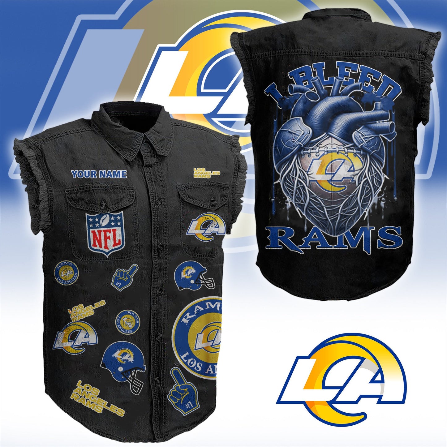 LAR NFL Personalize Sleeveless Denim Jacket For Fan DDT CTND