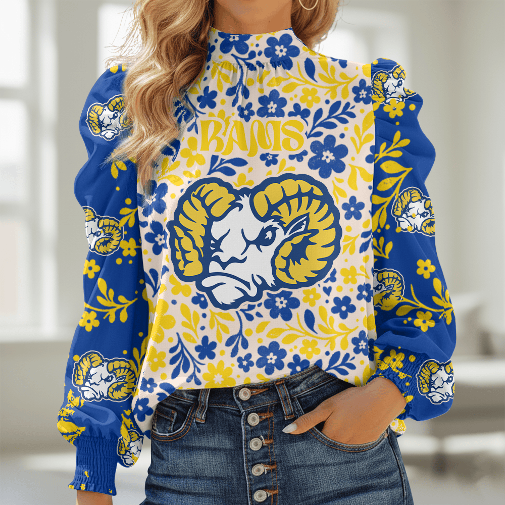 LAR NFL Women Puff Sleeve Blouse DDT NTL