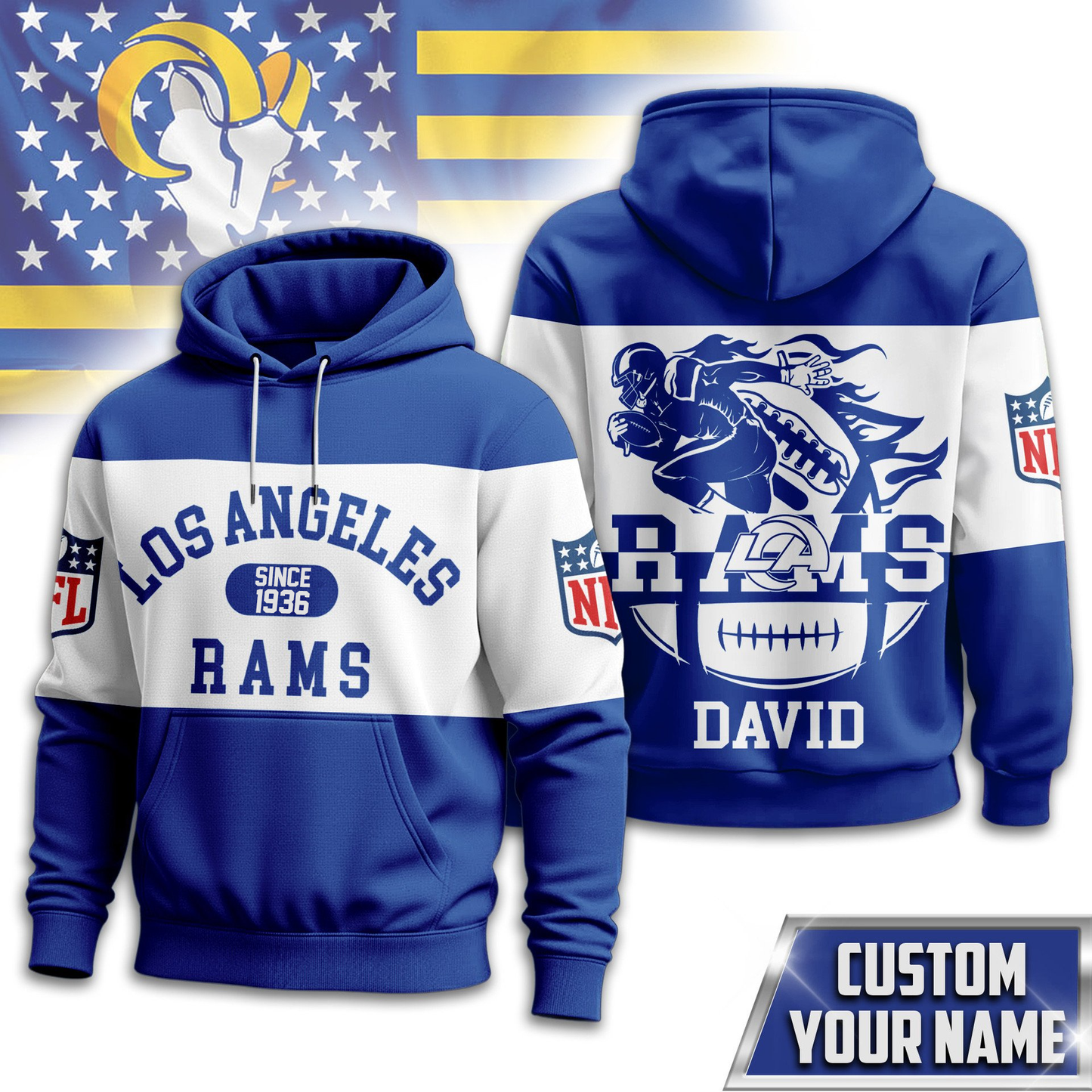 LAR Premium NFL Touchdown Spirit Personalized Hoodie DDT CTND