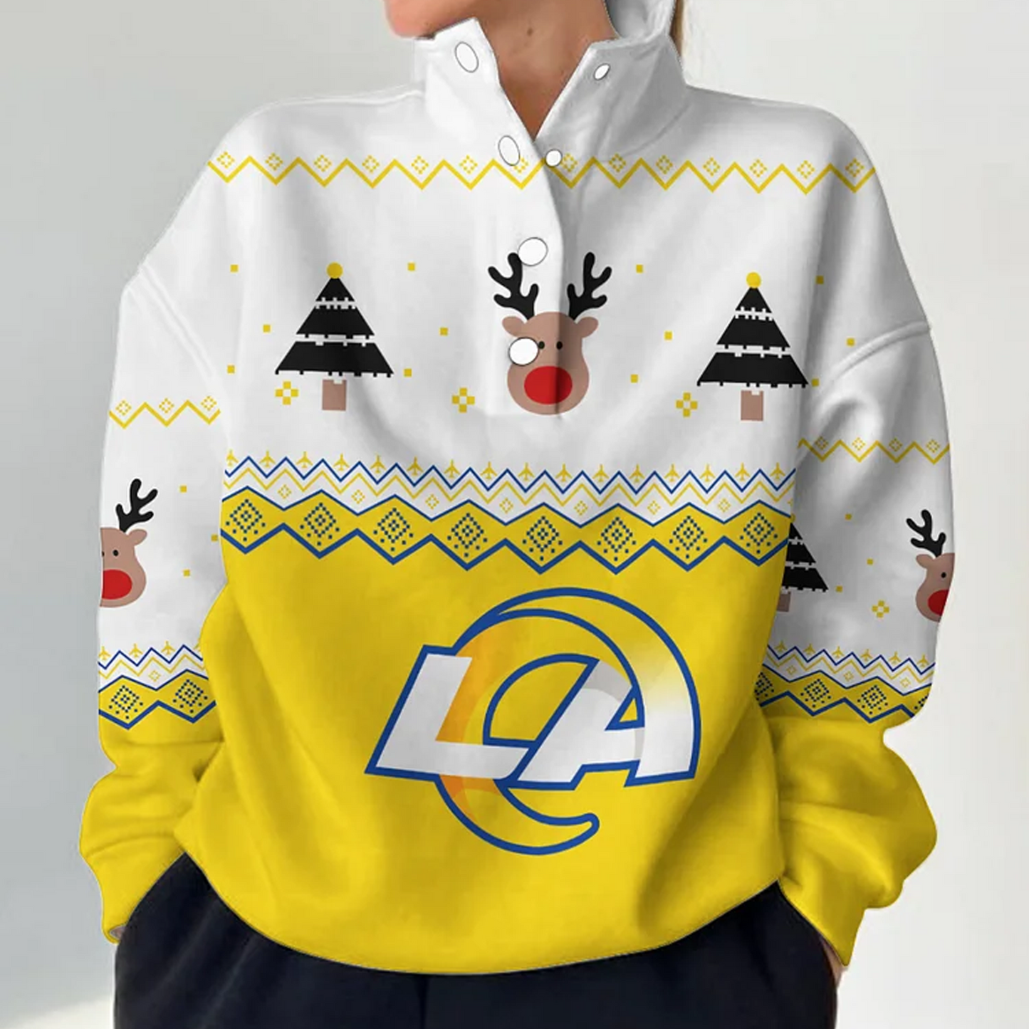 LAR X NFL Women's Outdoor Casual Stand Collar Long Sleeve Pullover DATND THUONGNH