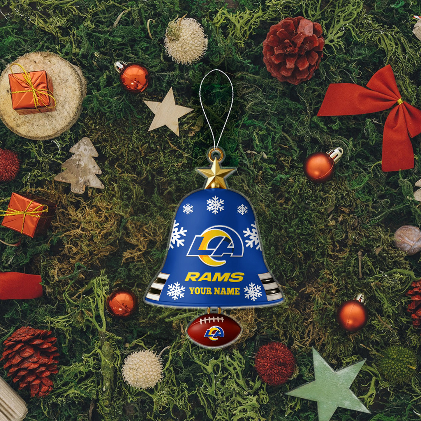 LAR x NFL Christmas Bell Ornament Custom Any Name DatND DVT