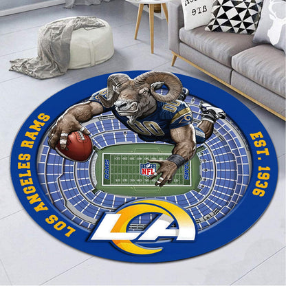 LAR x NFL Luxury 3D Round Rug DatND DVT