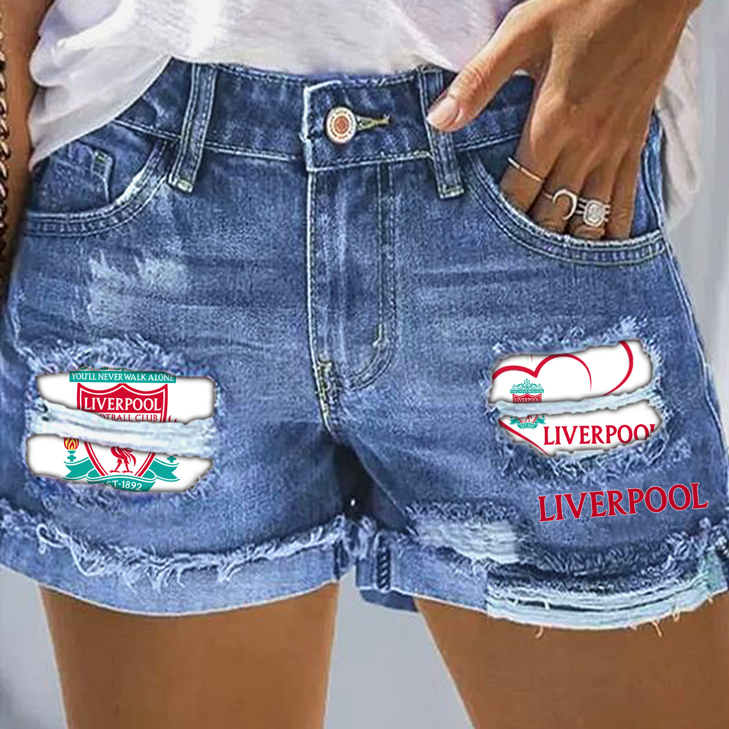 LIV Rip Print Fashion Denim Shorts