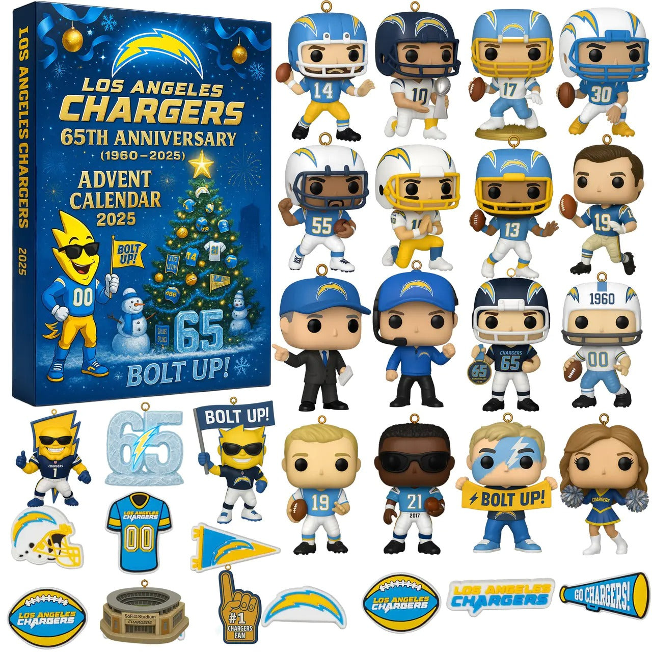 DISCOUNT 60% Los Angeles Chargers 65th Anniversary Advent Calendar 2025 BQH