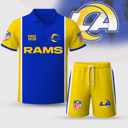 LAR Premium NFL V2 Combo Polo And Shorts DDT TTV