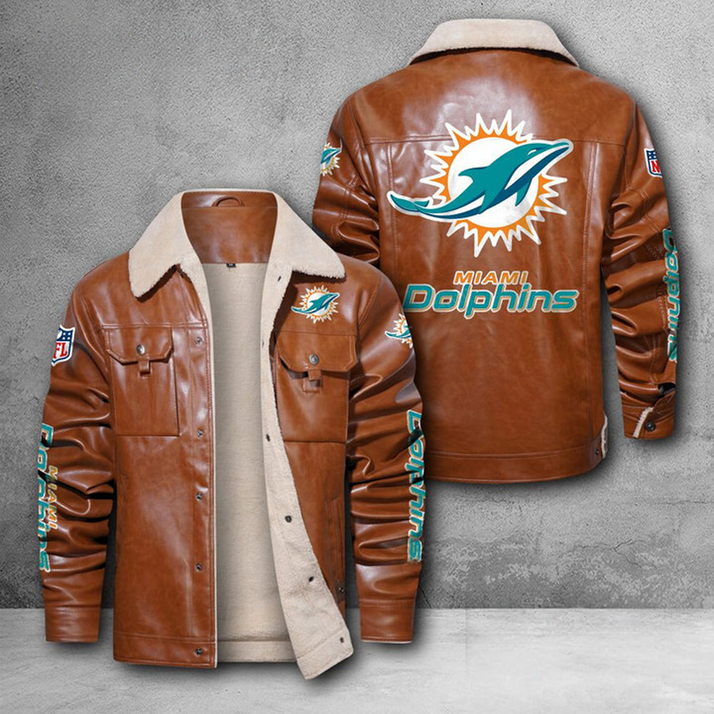 MIA X NFL LEATHER JACKET DATND THUONGNH