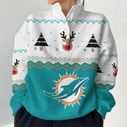 MIA X NFL Women's Outdoor Casual Stand Collar Long Sleeve Pullover DATND THUONGNH