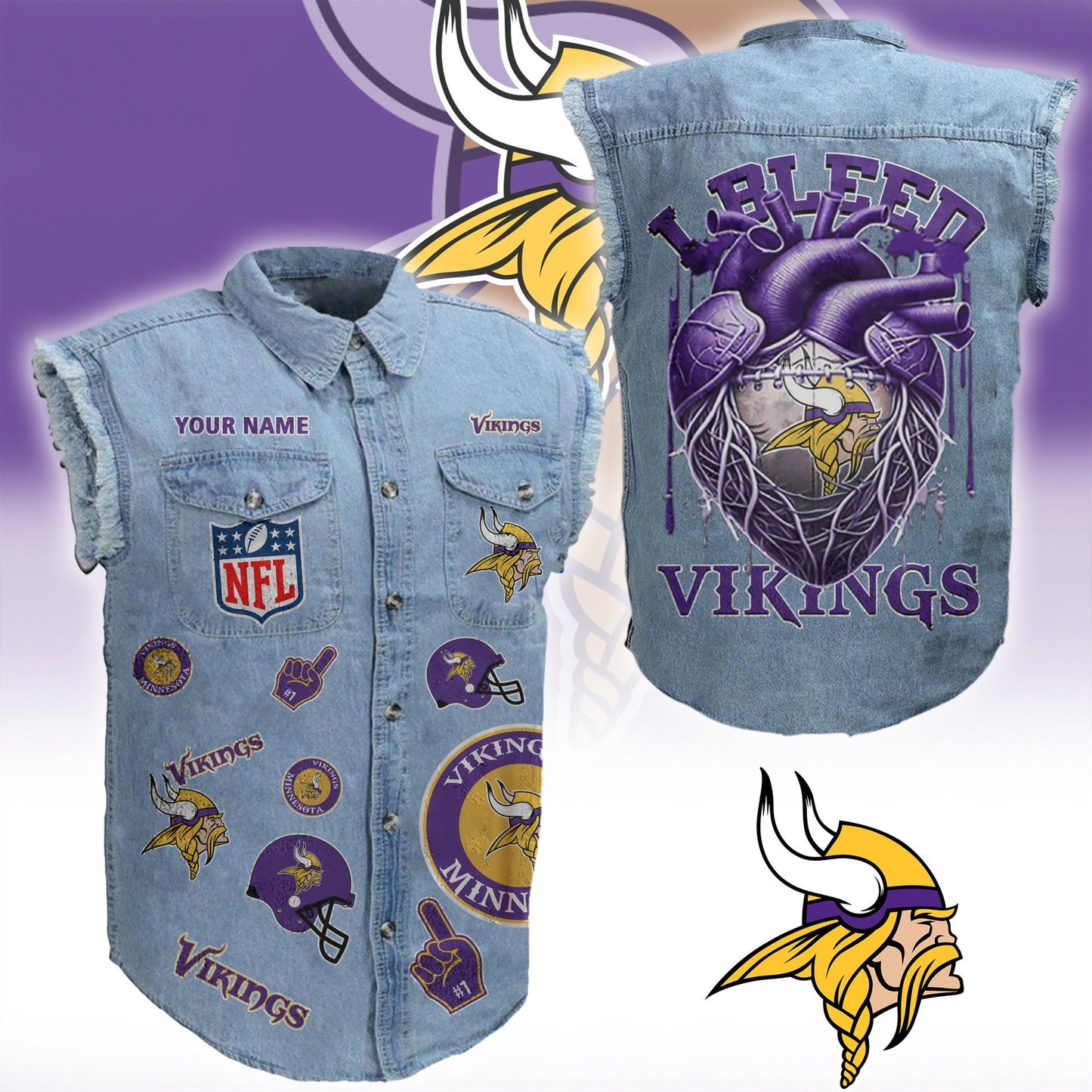 MV NFL Personalize Sleeveless Denim Jacket For Fan DDT CTND
