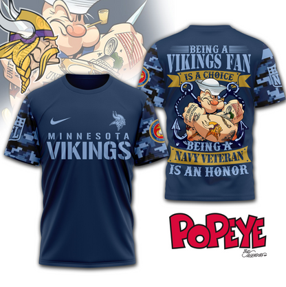 MV Premium NFL Navy Veteran Popeye 3D Shirt DDT CTND