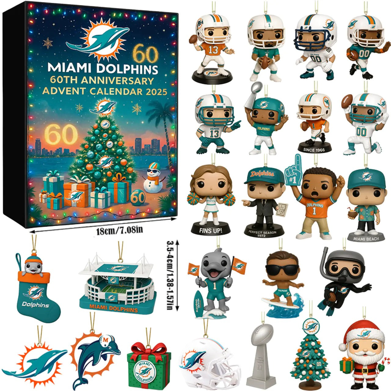 DISCOUNT 60% Miami Dolphins 60th Anniversary Advent Calendar 2025 ?? 24 Gifts Inside! BQH