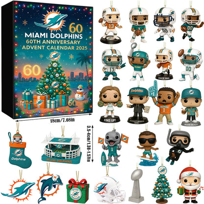DISCOUNT 60% Miami Dolphins 60th Anniversary Advent Calendar 2025 ?? 24 Gifts Inside! BQH