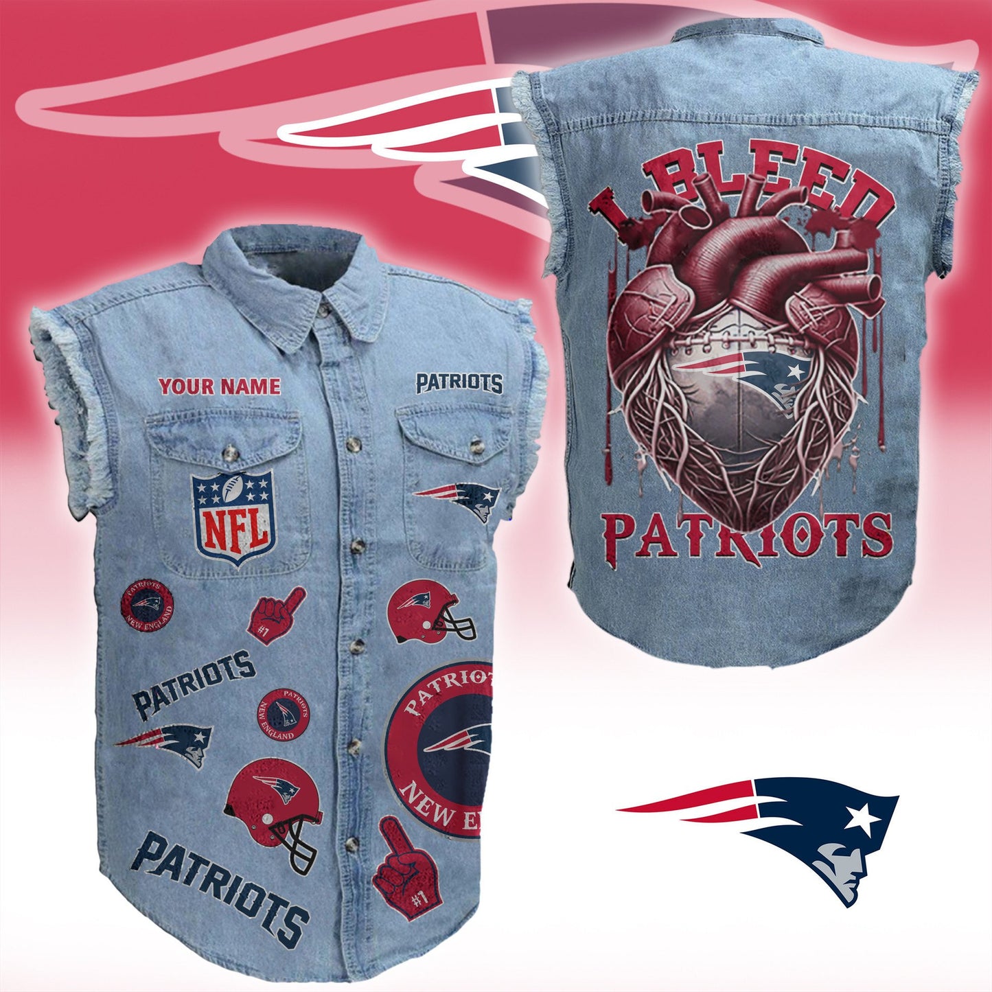 NEP NFL Personalize Sleeveless Denim Jacket For Fan DDT CTND