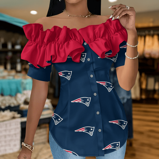NEP Premium NFL Women Ruffle Off-Shoulder Blouse DDT CTND